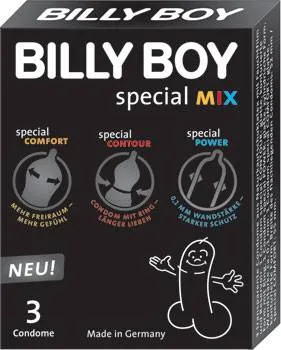 Boîte de préservatifs Billy Boy Special Mix contenant différents modèles