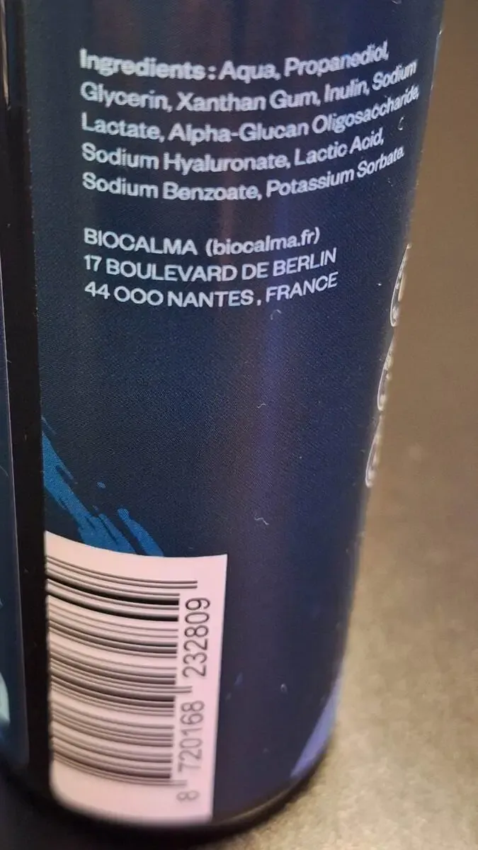 La composition du lubrifiant Hydrox de Biocalma