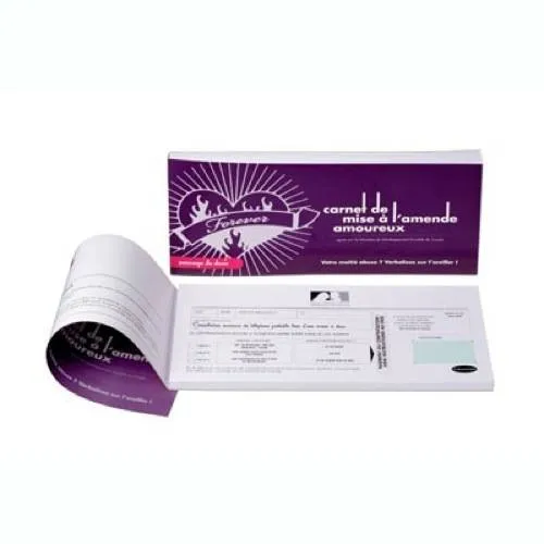 Pages intérieures du Carnet de mise à l'amende amoureux remplies d'idées