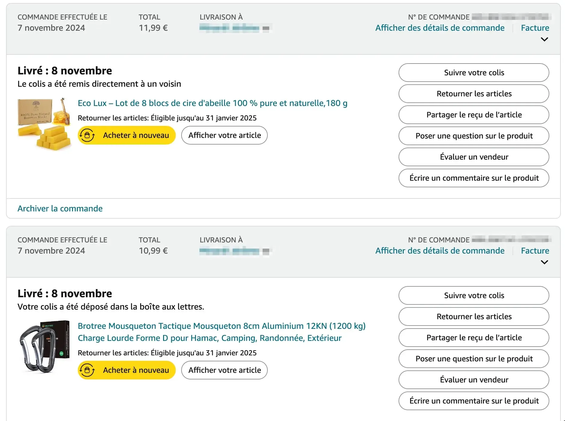 nxpl commandes amazon cordes