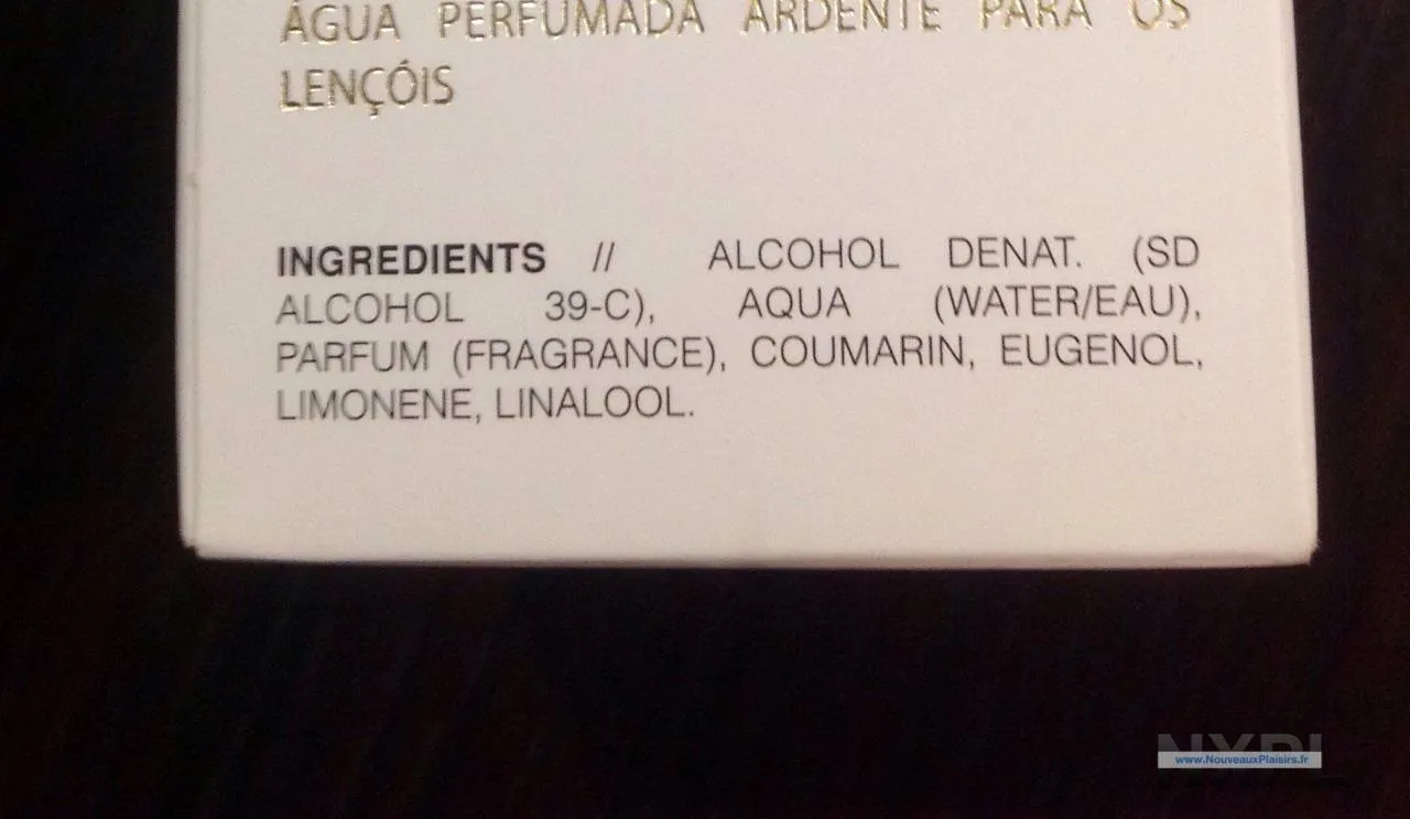 Détail de la composition de l'Eau de Draps Affolante de YesforLov