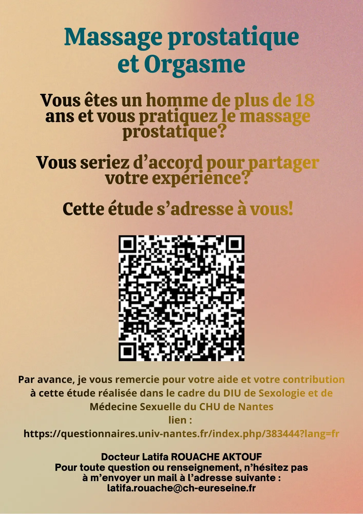 Appel à participation : étude scientifique sur l'orgasme prostatique