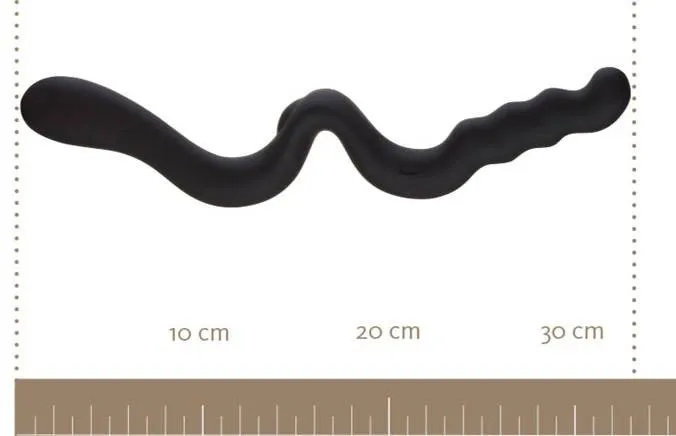 Double godemichet Fun Factory New Wave noir, longueur 30 cm