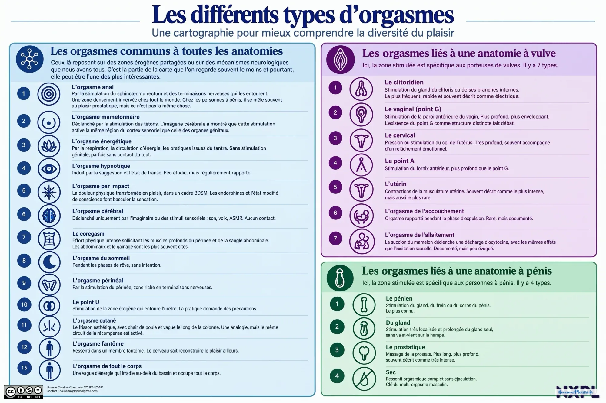 Le graphique des différents orgasmes