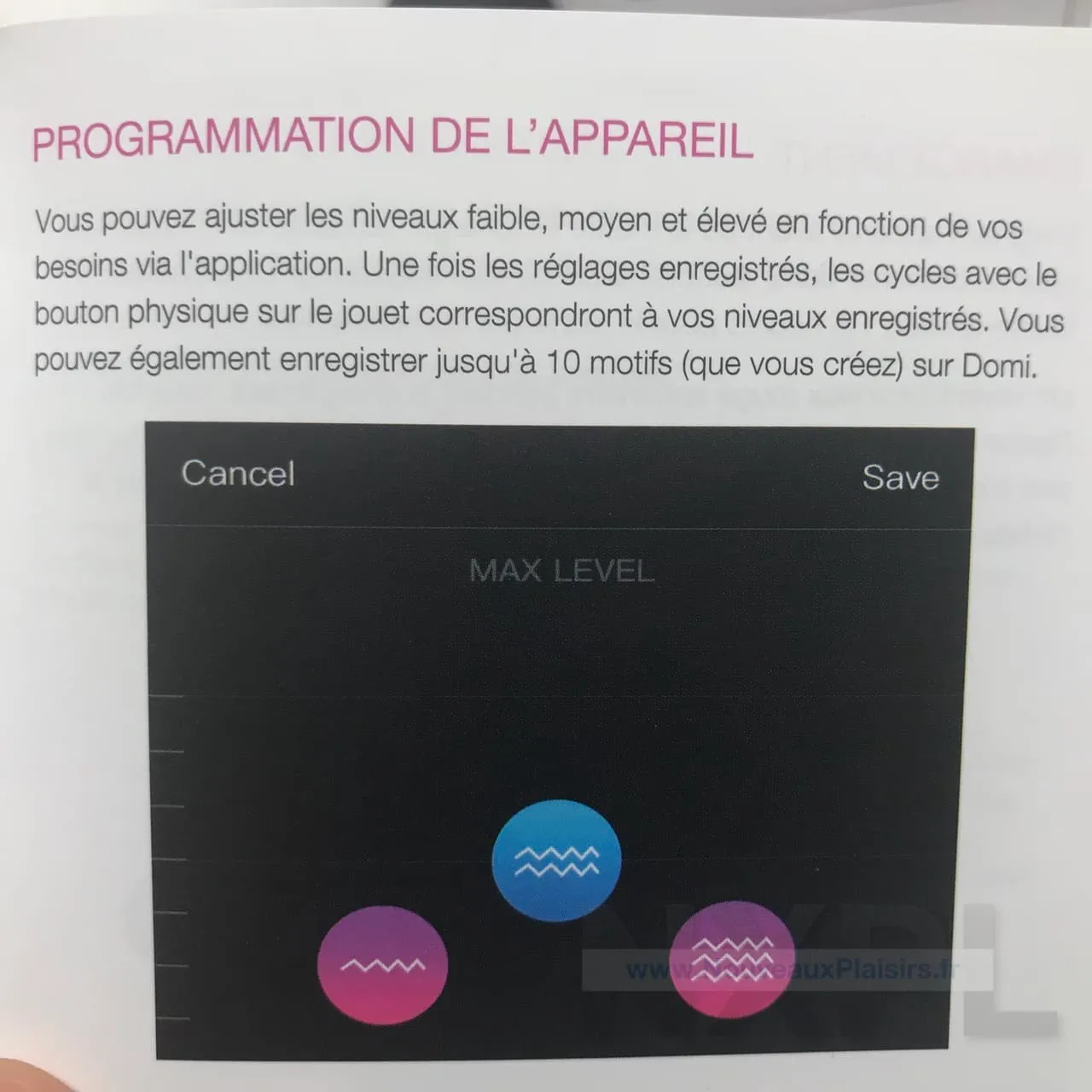 Réglages de
vibrations sur l'application Lovense Remote -
NXPL
