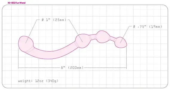 Dimensions et mesures du NJoy Fun Wand