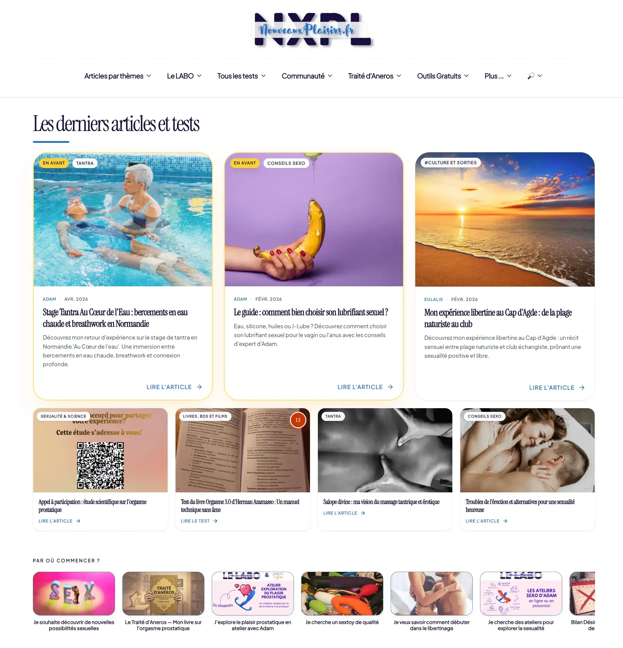 La toute nouvelle page d'accueil de nouveauxplaisirs.fr