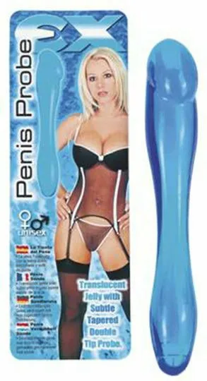 Mini godemichet Penis Probe de Seven Creations en plastique bleu transparent