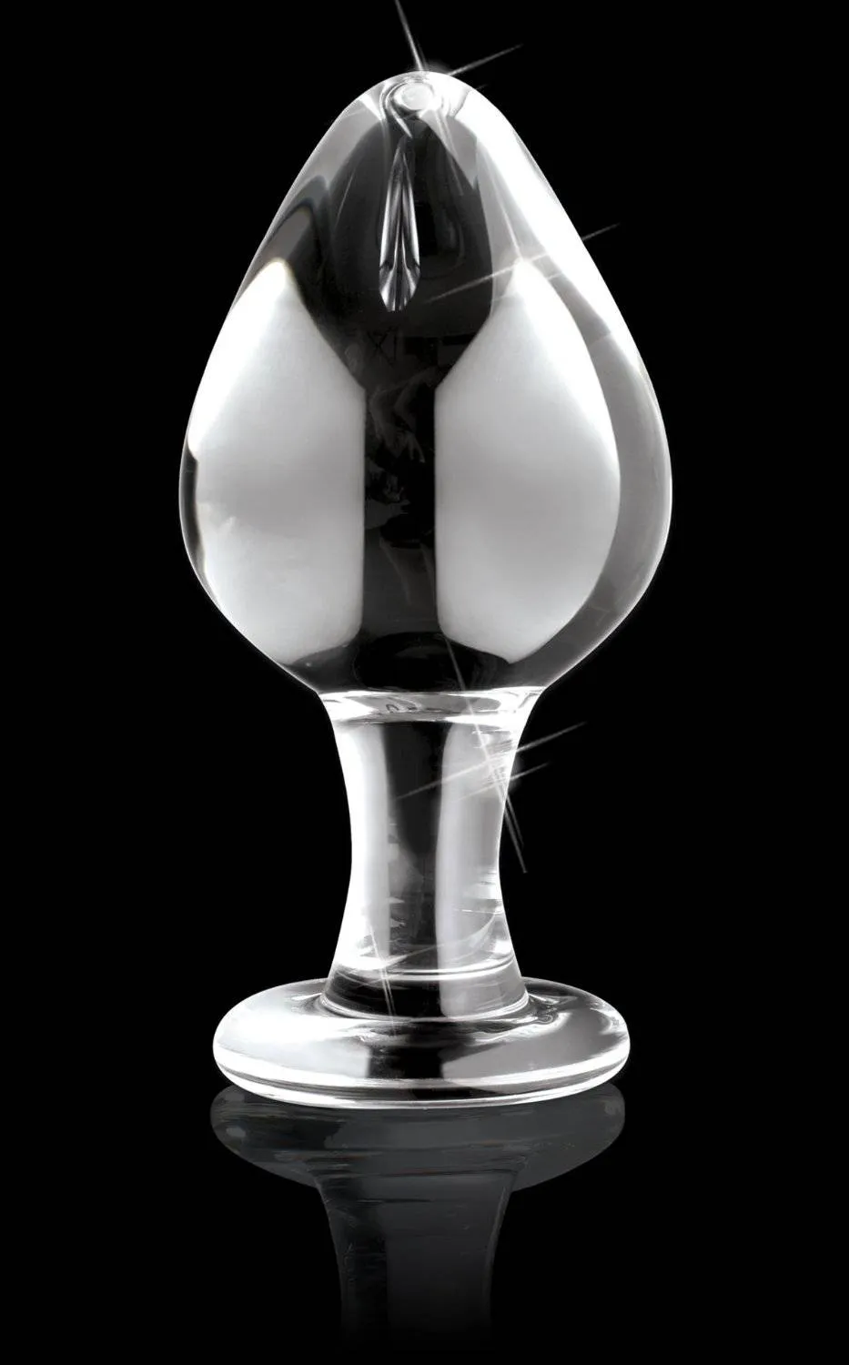 Détail de la forme courbe et transparente du plug anal Icicles n°25