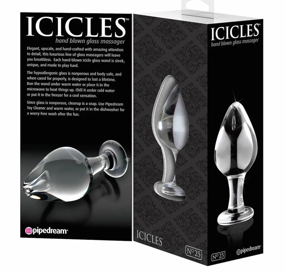 Plug anal en verre Icicles n°25 de Pipedream, vue d'ensemble