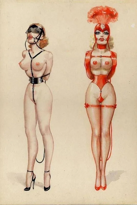 Illustration de deux Ponygirls réalisée par John Willie en 1948
