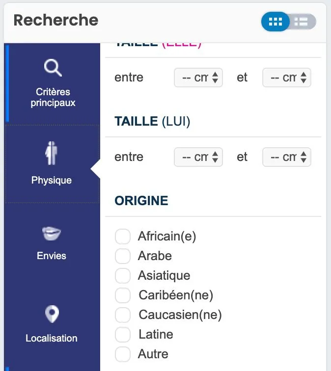 Capture d'écran d'une annonce de soirée libertine illustrant des stéréotypes raciaux