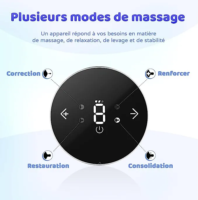 Interface tactile du développeur de tétons Rolevin affichant les modes et la puissance