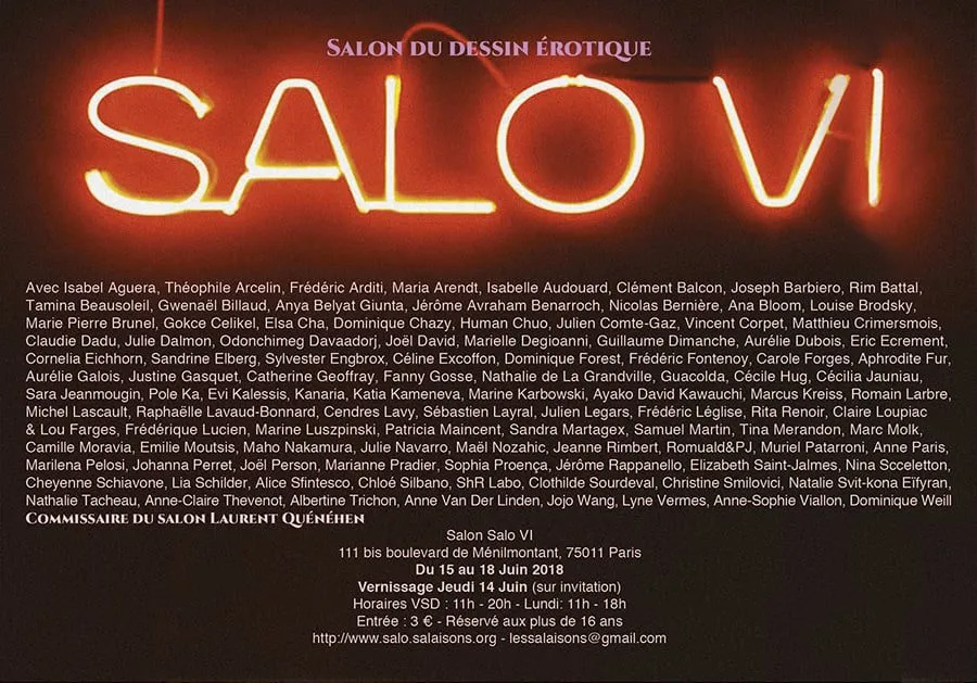 Salo VI, le salon du dessin érotique du 15 au 18 Juin 2018