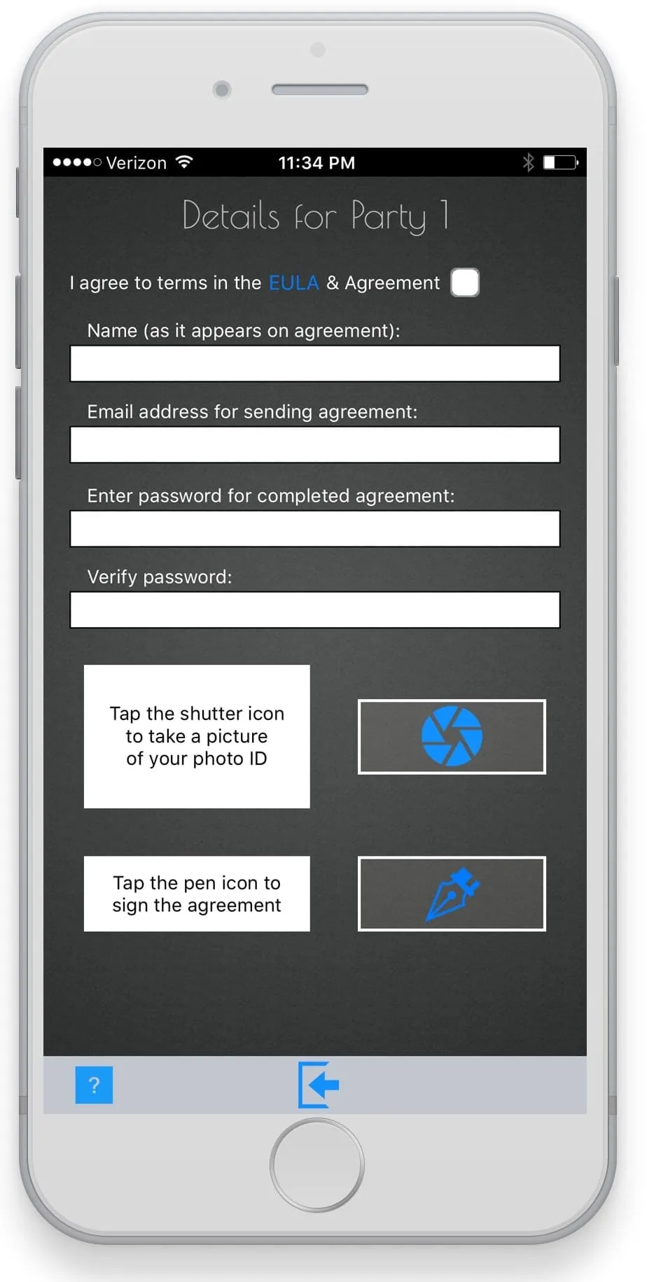 Capture d'écran de l'application SaSie pour le consentement sexuel