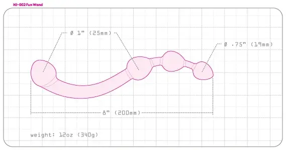 Dimensions et mesures du NJoy Fun Wand